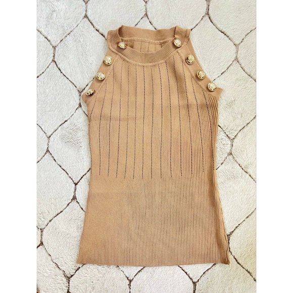 DAIMARAN Paris Women's Suit Matching Set Khaki Tank Top + Short S - Picture 3 of 6